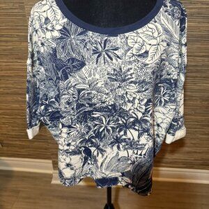 Terry Jungle Theme Crop Sweater